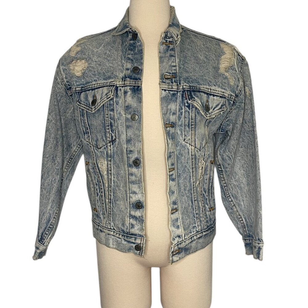 Furst of a Kind Distressed Acid Wash Denim Jacket